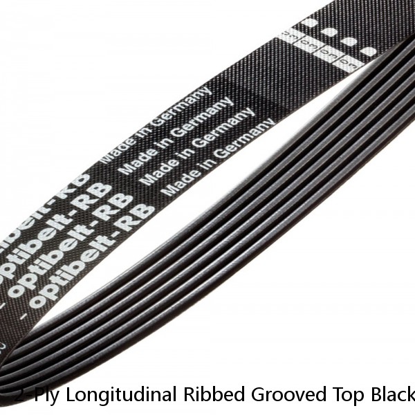 2-Ply Longitudinal Ribbed Grooved Top Black Rubber Conveyor Belt 14"x10' Long