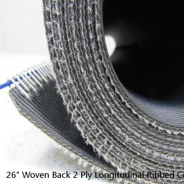 26" Woven Back 2 Ply Longitudinal Ribbed Conveyor Belt 0.103"T 2 Pcs. 40" 95"